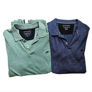 Banana Republic Organic Cotton Pique Polo Shirt Bundle of 2 Lot XL Blue Green